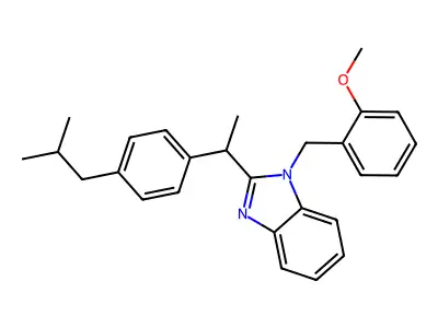 1-(2-methoxybenzyl)-2-{1-[4-(2-methylpropyl)phenyl]ethyl}-1H-benzimidazole structure