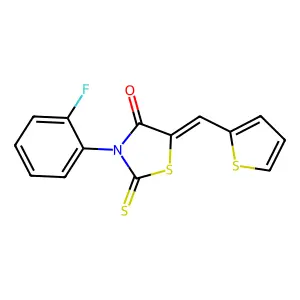 (Z)-3-(2-fluorophenyl)-5-(thiophen-2-ylmethylene)-2-thioxothiazolidin-4-one structure