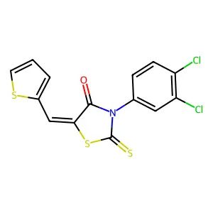 (Z)-3-(3,4-dichlorophenyl)-5-(thiophen-2-ylmethylene)-2-thioxothiazolidin-4-one structure