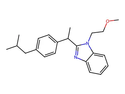 1-(2-Methoxyethyl)-2-[1-[4-(2-methylpropyl)phenyl]ethyl]benzimidazole structure