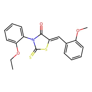 (Z)-3-(2-ethoxyphenyl)-5-(2-methoxybenzylidene)-2-thioxothiazolidin-4-one structure
