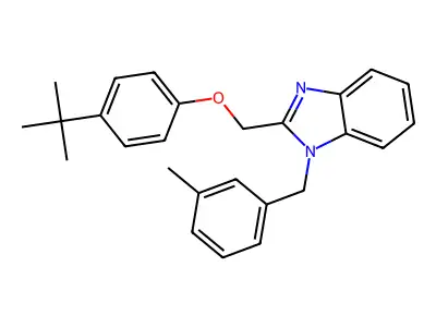 2-((4-(tert-butyl)phenoxy)methyl)-1-(3-methylbenzyl)-1H-benzo[d]imidazole structure