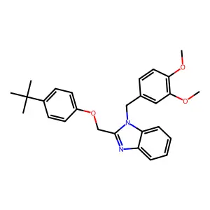 2-[(4-Tert-butylphenoxy)methyl]-1-[(3,4-dimethoxyphenyl)methyl]benzimidazole structure