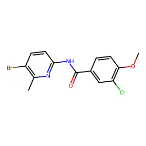 N-(5-bromo-6-methyl-2-pyridinyl)-3-chloro-4-methoxybenzamide structure