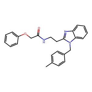 N-[2-[1-[(4-methylphenyl)methyl]benzimidazol-2-yl]ethyl]-2-phenoxyacetamide structure