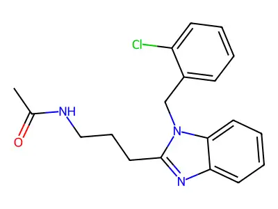 N-(3-{1-[(2-chlorophenyl)methyl]benzimidazol-2-yl}propyl)acetamide structure