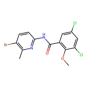 N-(5-bromo-6-methylpyridin-2-yl)-3,5-dichloro-2-methoxybenzamide structure