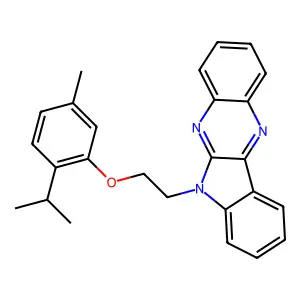 6-{2-[5-methyl-2-(propan-2-yl)phenoxy]ethyl}-6H-indolo[2,3-b]quinoxaline structure