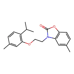 3-(2-(2-isopropyl-5-methylphenoxy)ethyl)-5-methylbenzo[d]oxazol-2(3H)-one structure