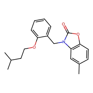 3-(2-(isopentyloxy)benzyl)-5-methylbenzo[d]oxazol-2(3H)-one structure