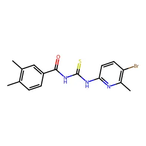 N-[(5-bromo-6-methylpyridin-2-yl)carbamothioyl]-3,4-dimethylbenzamide structure