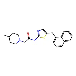 2-(4-methylpiperidin-1-yl)-N-[5-(naphthalen-1-ylmethyl)-1,3-thiazol-2-yl]acetamide structure