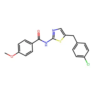 N-[5-(4-chlorobenzyl)-1,3-thiazol-2-yl]-4-methoxybenzamide structure