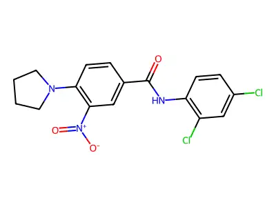 N-(2,4-dichlorophenyl)-3-nitro-4-pyrrolidin-1-ylbenzamide structure