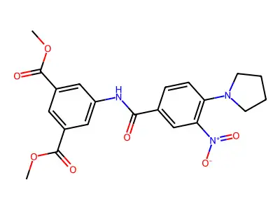 dimethyl 5-(3-nitro-4-(pyrrolidin-1-yl)benzamido)isophthalate structure