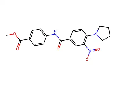 Methyl 4-({[3-nitro-4-(pyrrolidin-1-yl)phenyl]carbonyl}amino)benzoate structure