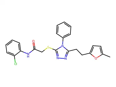 N-(2-chlorophenyl)-2-[[5-[2-(5-methylfuran-2-yl)ethyl]-4-phenyl-1,2,4-triazol-3-yl]sulfanyl]acetamide structure