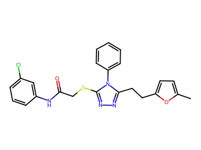 N-(3-chlorophenyl)-2-({5-[2-(5-methyl-2-furyl)ethyl]-4-phenyl-4H-1,2,4-triazol-3-yl}thio)acetamide structure