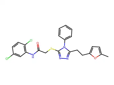 N-(2,5-dichlorophenyl)-2-[[5-[2-(5-methylfuran-2-yl)ethyl]-4-phenyl-1,2,4-triazol-3-yl]sulfanyl]acetamide structure
