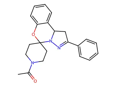 1-(2-phenyl-1,10b-dihydrospiro[benzo[e]pyrazolo[1,5-c][1,3]oxazine-5,4'-piperidin]-1'-yl)ethanone structure