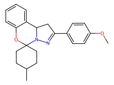 2'-(4-methoxyphenyl)-4-methyl-1',10b'-dihydrospiro[cyclohexane-1,5'-pyrazolo[1,5-c][1,3]benzoxazine] structure