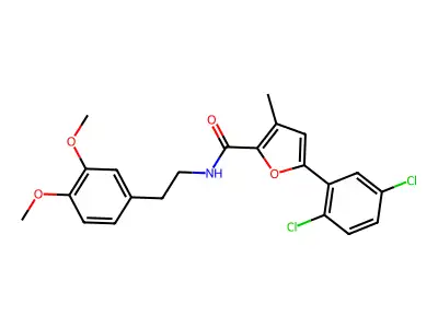 5-(2,5-dichlorophenyl)-N-[2-(3,4-dimethoxyphenyl)ethyl]-3-methylfuran-2-carboxamide structure