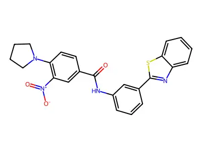 N-[3-(1,3-benzothiazol-2-yl)phenyl]-3-nitro-4-pyrrolidin-1-ylbenzamide structure