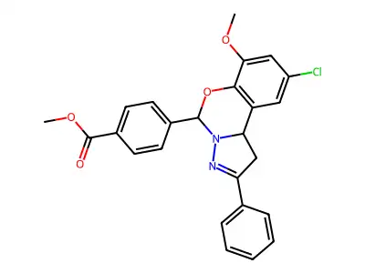 methyl 4-(9-chloro-7-methoxy-2-phenyl-1,10b-dihydropyrazolo[1,5-c][1,3]benzoxazin-5-yl)benzoate structure