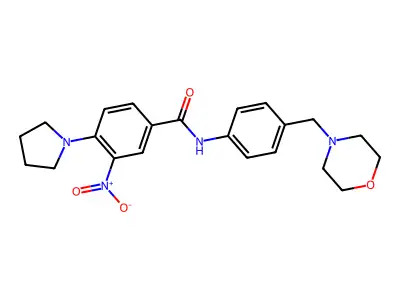 N-[4-(morpholin-4-ylmethyl)phenyl]-3-nitro-4-pyrrolidin-1-ylbenzamide structure