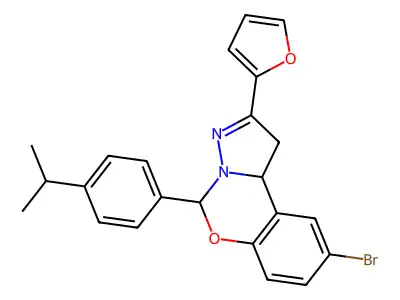 9-bromo-2-(furan-2-yl)-5-[4-(propan-2-yl)phenyl]-1,10b-dihydropyrazolo[1,5-c][1,3]benzoxazine structure