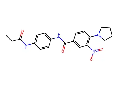 3-nitro-N-[4-(propanoylamino)phenyl]-4-pyrrolidin-1-ylbenzamide structure