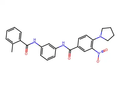 N-[3-[(2-methylbenzoyl)amino]phenyl]-3-nitro-4-pyrrolidin-1-ylbenzamide structure