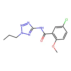 5-chloro-2-methoxy-N-(2-propyltetrazol-5-yl)benzamide structure