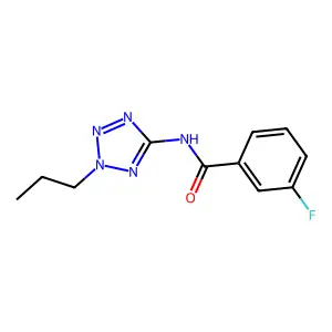 3-fluoro-N-(2-propyl-2H-tetrazol-5-yl)benzamide structure