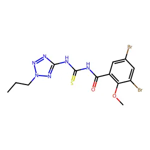 3,5-dibromo-2-methoxy-N-[(2-propyltetrazol-5-yl)carbamothioyl]benzamide structure
