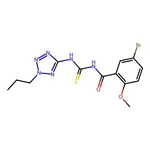 5-bromo-2-methoxy-N-[(2-propyltetrazol-5-yl)carbamothioyl]benzamide structure
