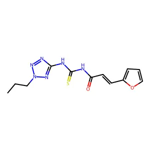 (E)-3-(furan-2-yl)-N-[(2-propyltetrazol-5-yl)carbamothioyl]prop-2-enamide structure
