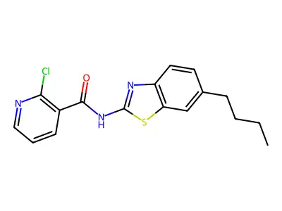 N-(6-butyl-1,3-benzothiazol-2-yl)-2-chloropyridine-3-carboxamide structure