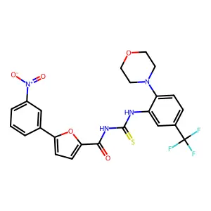 N-[[2-morpholin-4-yl-5-(trifluoromethyl)phenyl]carbamothioyl]-5-(3-nitrophenyl)furan-2-carboxamide structure