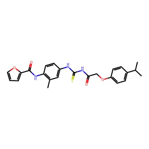 N-[2-methyl-4-[[2-(4-propan-2-ylphenoxy)acetyl]carbamothioylamino]phenyl]furan-2-carboxamide structure