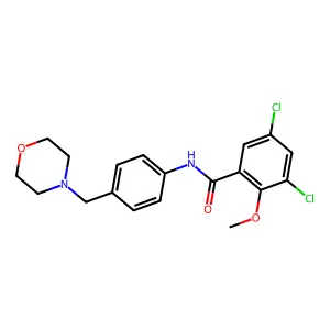 3,5-dichloro-2-methoxy-N-[4-(morpholin-4-ylmethyl)phenyl]benzamide structure