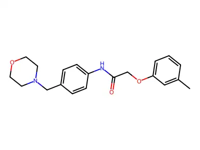 2-(3-methylphenoxy)-N-[4-(morpholin-4-ylmethyl)phenyl]acetamide structure