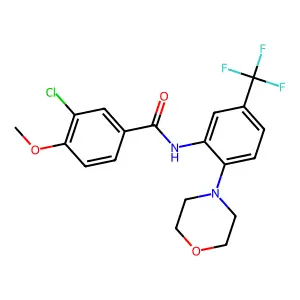 3-chloro-4-methoxy-N-[2-morpholin-4-yl-5-(trifluoromethyl)phenyl]benzamide structure