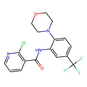 2-chloro-N-[2-morpholin-4-yl-5-(trifluoromethyl)phenyl]pyridine-3-carboxamide structure