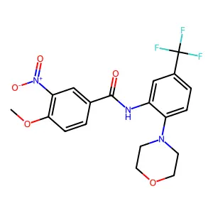 4-methoxy-N-[2-morpholin-4-yl-5-(trifluoromethyl)phenyl]-3-nitrobenzamide structure