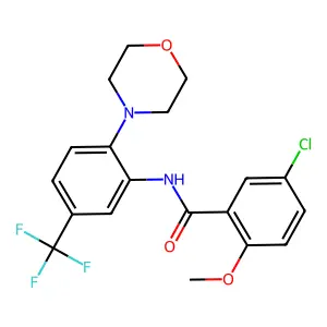 5-chloro-2-methoxy-N-[2-morpholin-4-yl-5-(trifluoromethyl)phenyl]benzamide structure