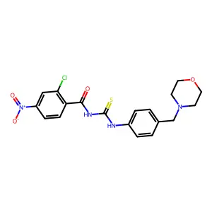 2-chloro-N-[[4-(morpholin-4-ylmethyl)phenyl]carbamothioyl]-4-nitrobenzamide structure