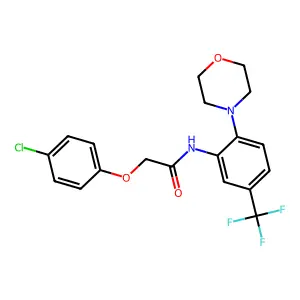 2-(4-chlorophenoxy)-N-[2-morpholin-4-yl-5-(trifluoromethyl)phenyl]acetamide structure