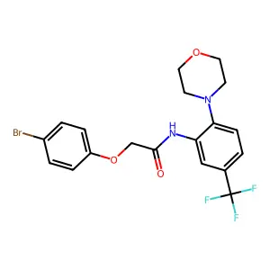 2-(4-bromophenoxy)-N-[2-morpholin-4-yl-5-(trifluoromethyl)phenyl]acetamide structure