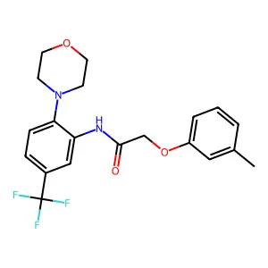 2-(3-methylphenoxy)-N-[2-morpholin-4-yl-5-(trifluoromethyl)phenyl]acetamide structure